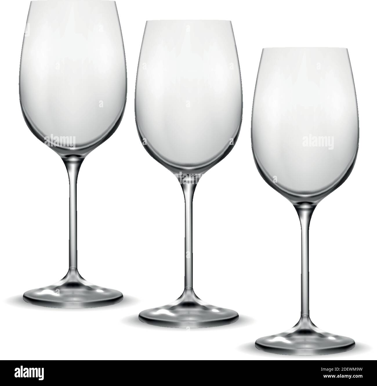 Realistic Wine Glasses on White Background - Vector illustration Stock ...