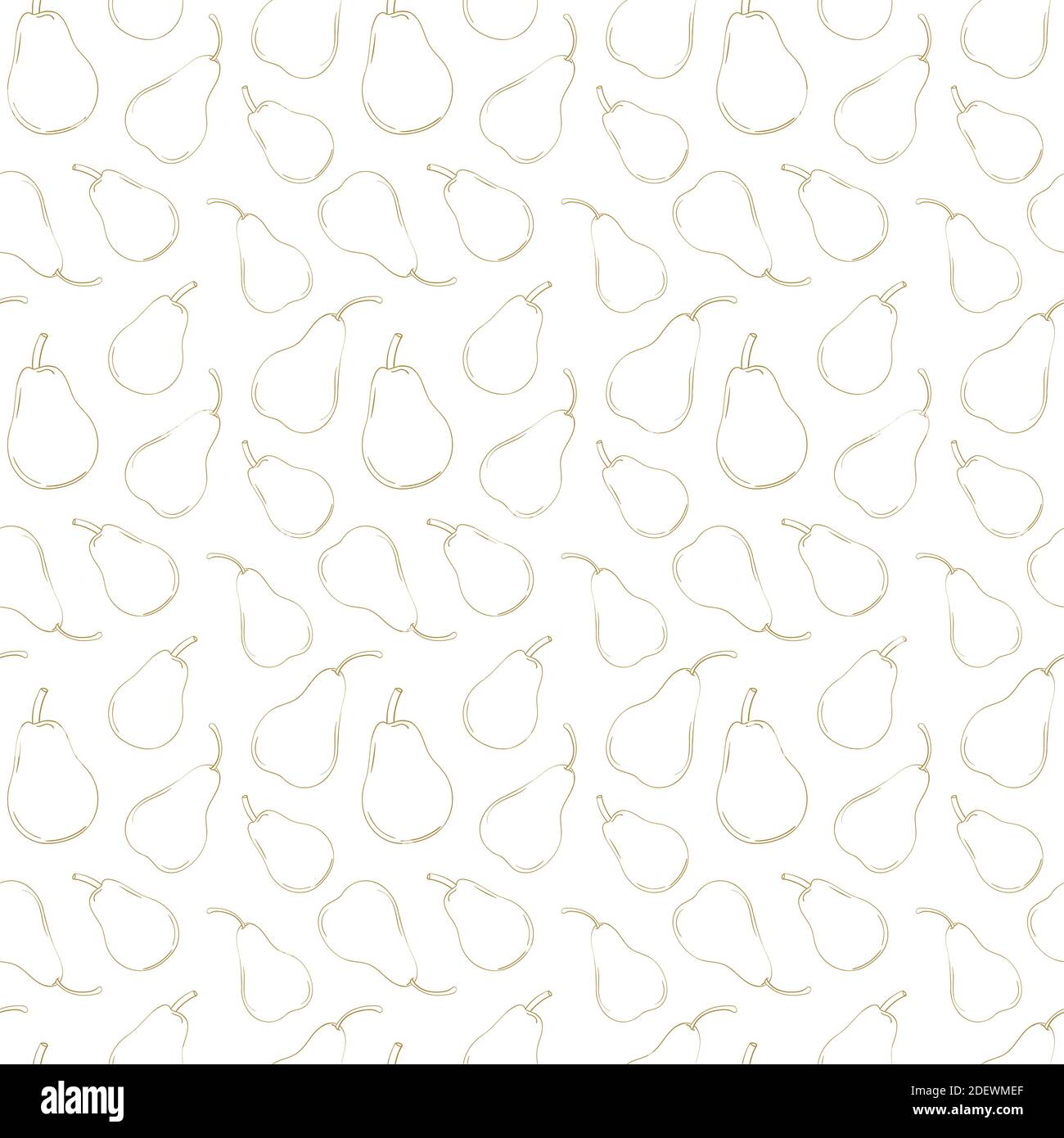 Vector line pear seamless pattern. Monochrome line background fruits Stock Vector