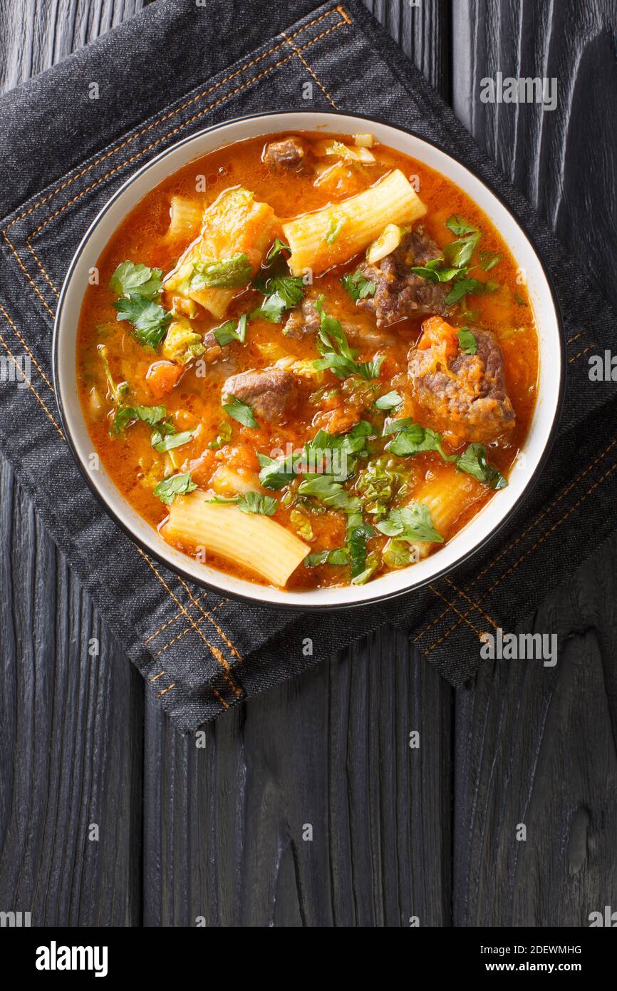 Soup joumou a rich, aromatic and delicious beef and pumpkin soup that