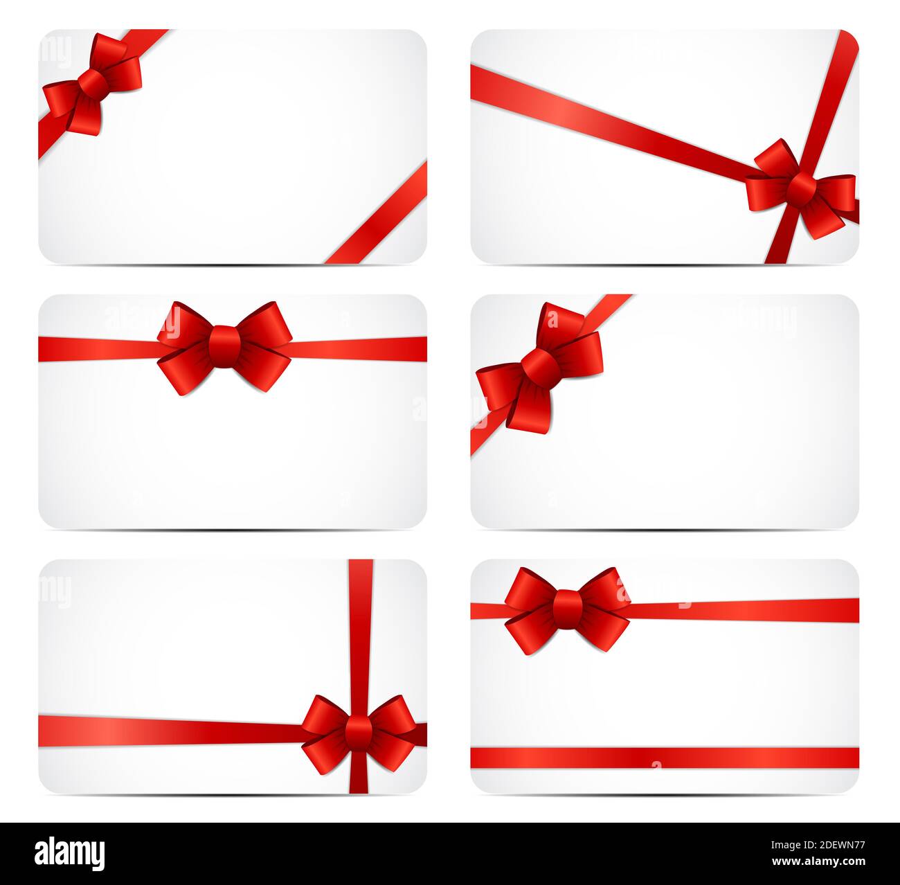 Gift Card Set with Red Ribbon and Bow. illustration Stock Photo Alamy