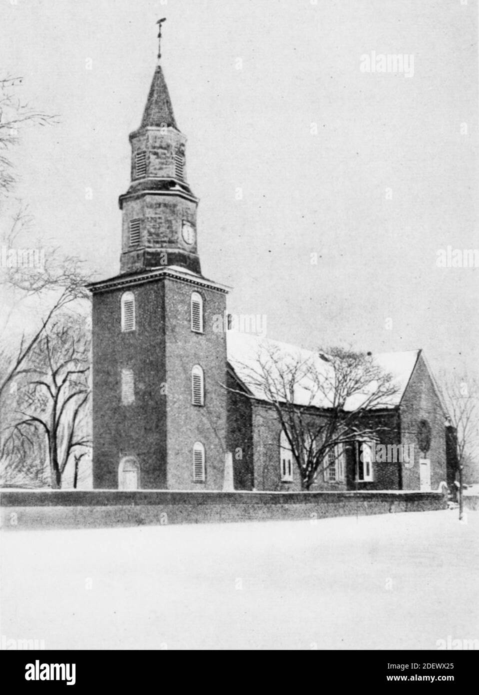 Old photograph of Bruton parish church, Williamsburg, Virginia, USA Stock Photo