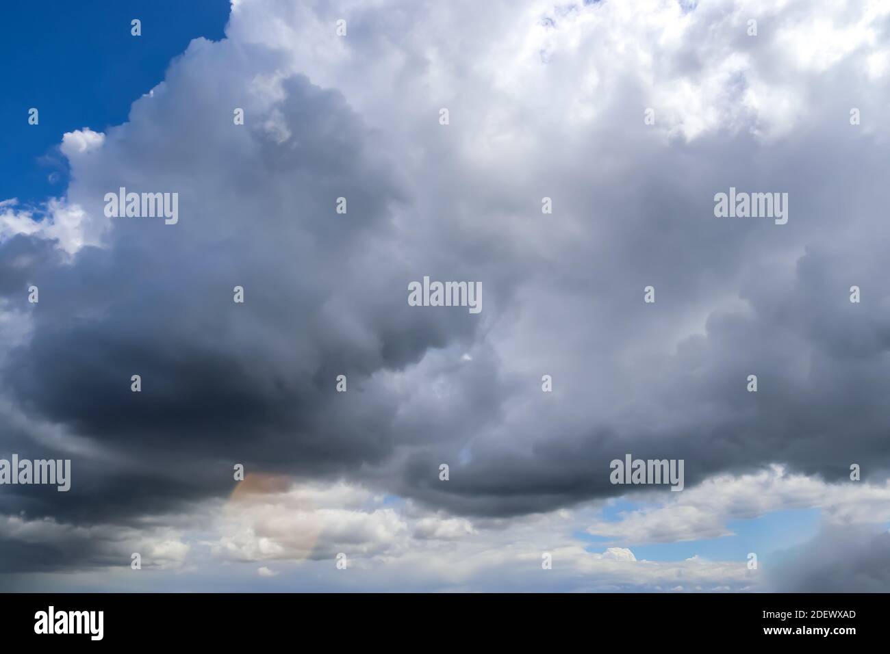 A low angle shot of the dark cloud formations in the sky before a ...