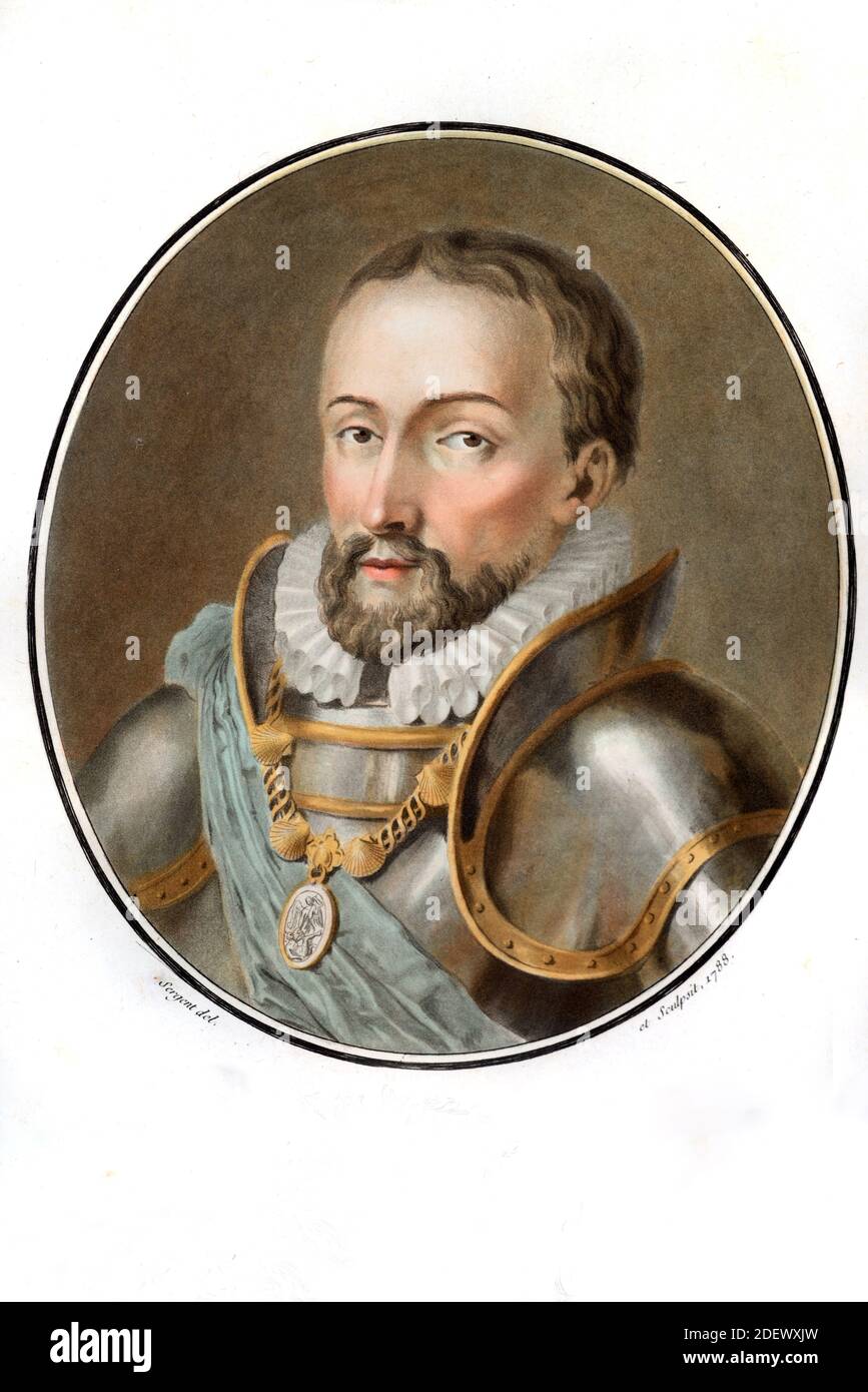 Portrait of Charles de Cossé, Count of Brissac (1505/6-1563) French Soldier, Courtier & Marshal of France (Engr 1788) (Sergent) Engraving or Illustration Stock Photo