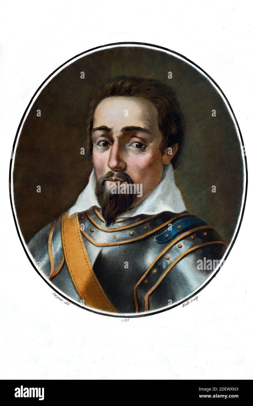 Portrait of Jean de Carcado de Molac (c1475-1525) of Brittany Killed at Battle of Pavia 1525 Lombardy Italy  (Engr 1788) (Sergent-Ridé) Illustration or Engraving Stock Photo