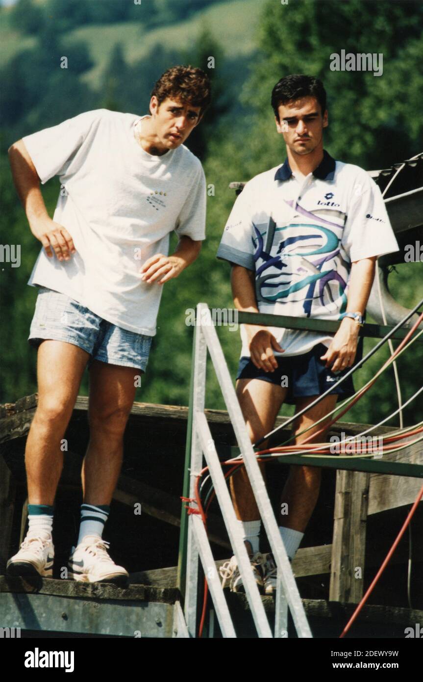 Spanish tennis players Alberto Berasategui (right) and Tomas Carbonell, 1995 Stock Photo