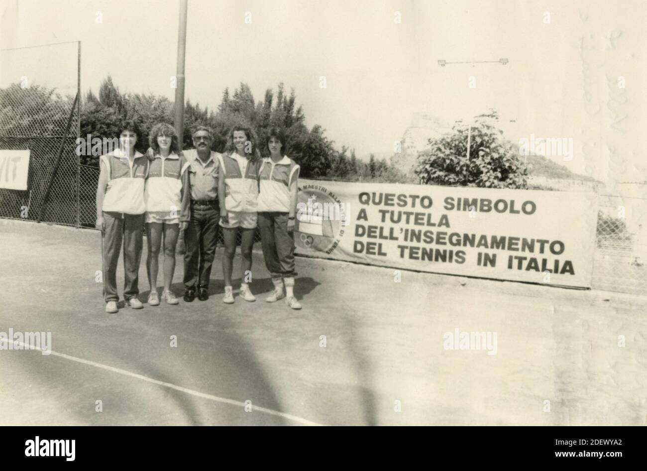 Tennis Roma 1 cl. Grimaldi, Dalla Valle, Captain Cucchiaroni, Canapi, and Falaffa, Italy 1980s Stock Photo