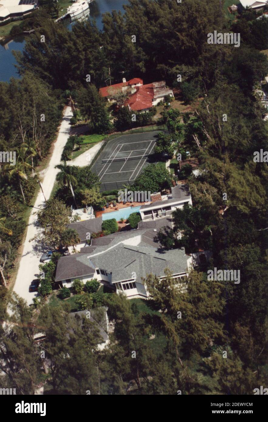 Aerial view of Nick Bollettieri Tennis Academy, Florida, USA 1991 Stock Photo