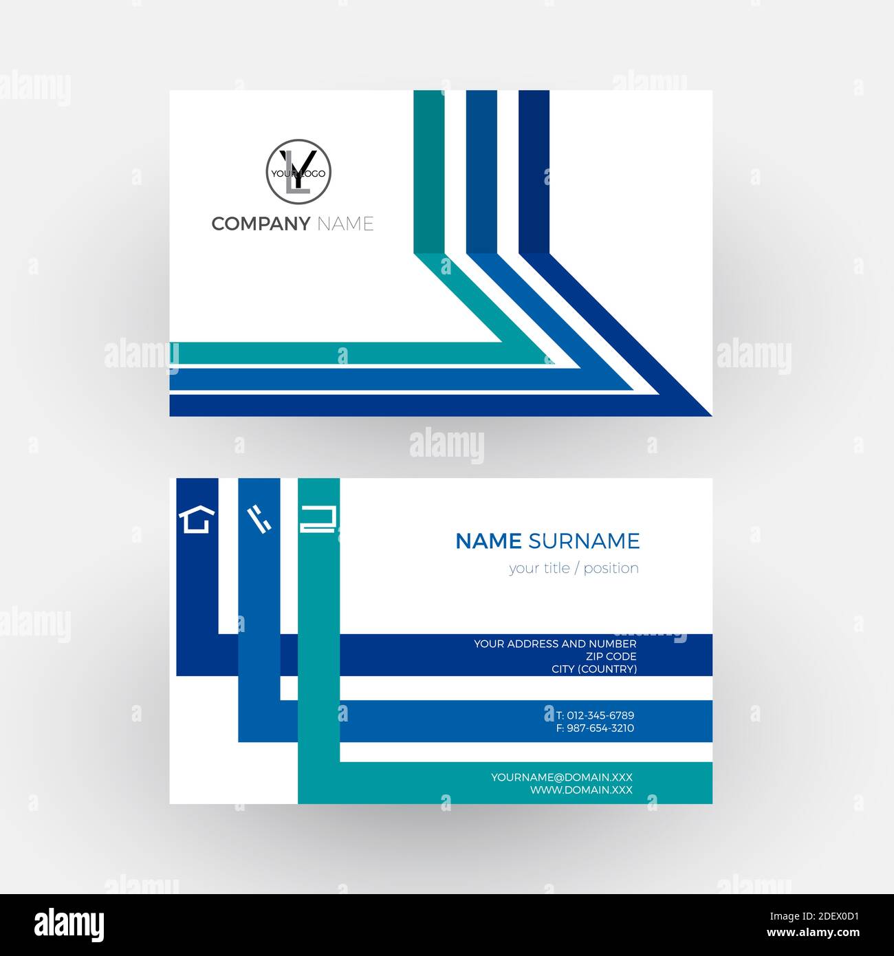 Vector blue abstract geometric background. Business card Stock Vector