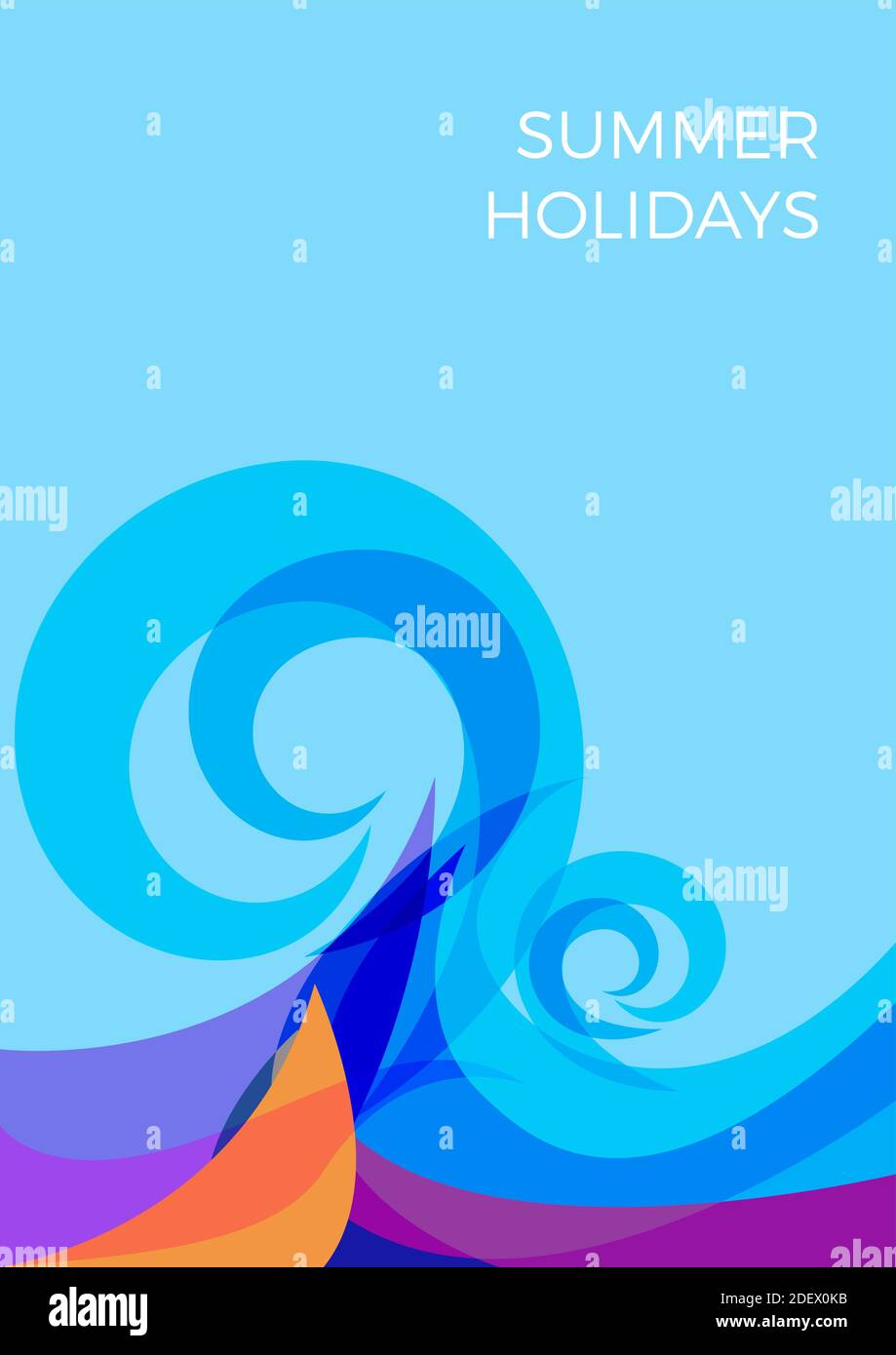 Vector abstract blue sea waves, summer concept Stock Vector Image & Art ...