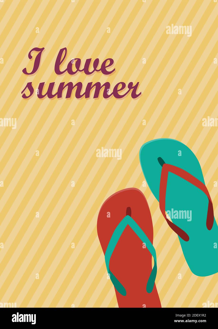 Vector abstract flip flops on the beach, summer concept Stock Vector ...