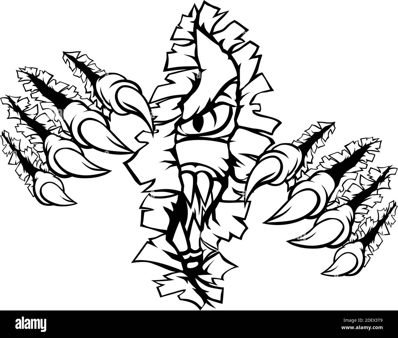 Monster With Talon Claw Tearing A Rip Through Wall Stock Vector