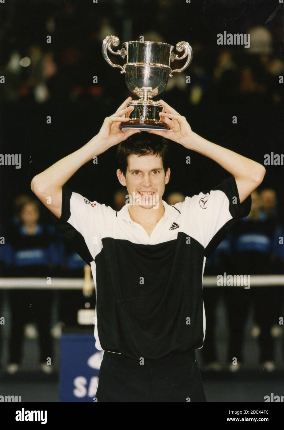British tennis player Tim Henman wins the Samsung Open, 2000 Stock