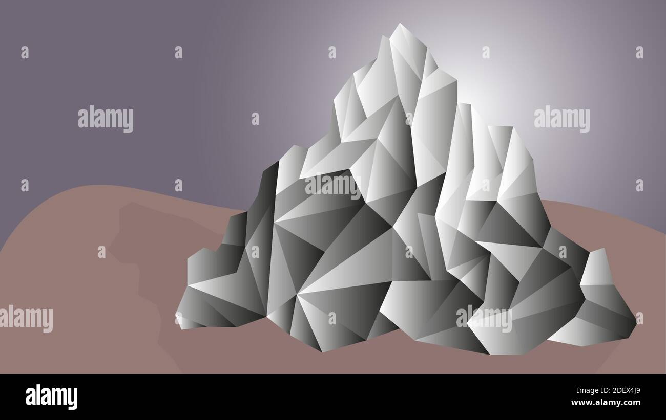 Abstract low polygonal mountain landscape with gradient in resolution 16:9 Stock Vector