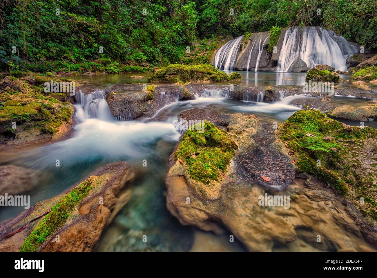 geography / travel, Jamaica, Port Antonio, Reich Falls, also known as Reach Falls on the Drivers River, Additional-Rights-Clearance-Info-Not-Available Stock Photo
