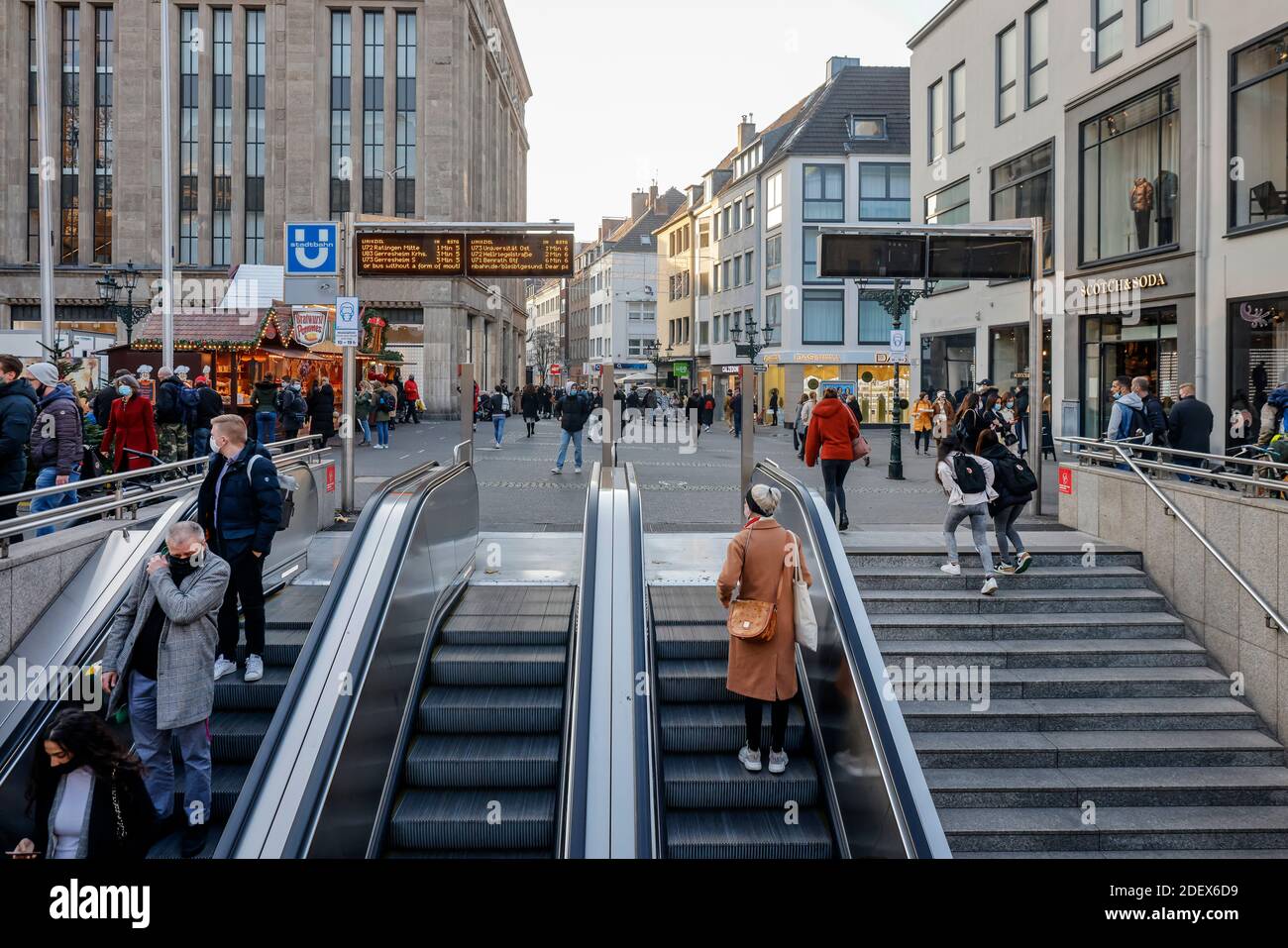 Duesseldorf, North Rhine-Westphalia, Germany - Duesseldorf old town in times of the corona crisis at the second part lockdown, subway station Heinrich Stock Photo