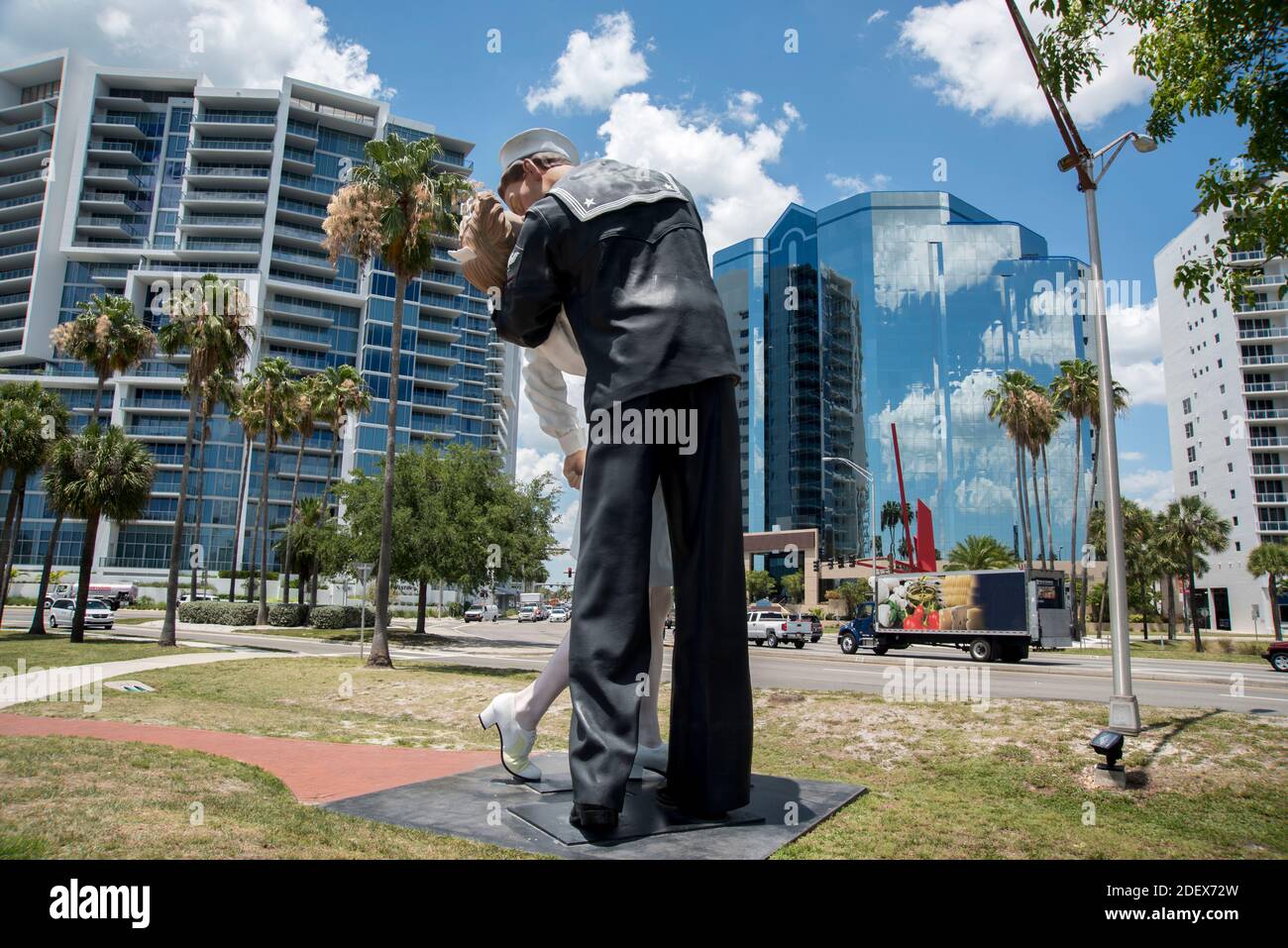 Sarasota, FL May 23, 2019 The statue Unconditional Surrender by Seward Johnson is a popular