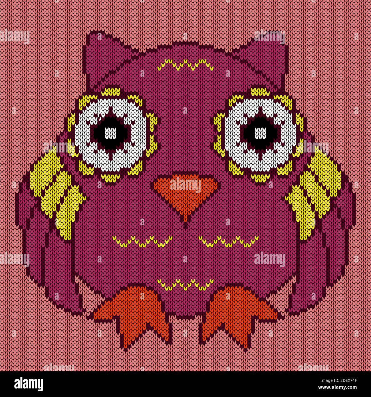 Knitting of cartoon amusing owl in magenta and yellow hues on the pink background, illustration for textile production Stock Vector Image & Art - Alamy Knitting of cartoon amusing owl in magenta and yellow hues on the pink background, illustration for textile production Stock Vector Image & Art - Alamy