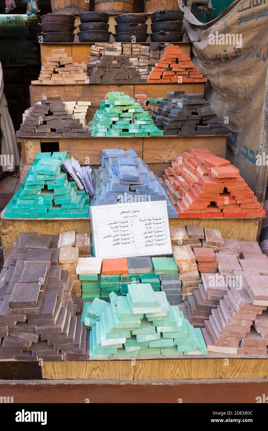 Soap bars on display at the souq, Aswan, Egypt Stock Photo