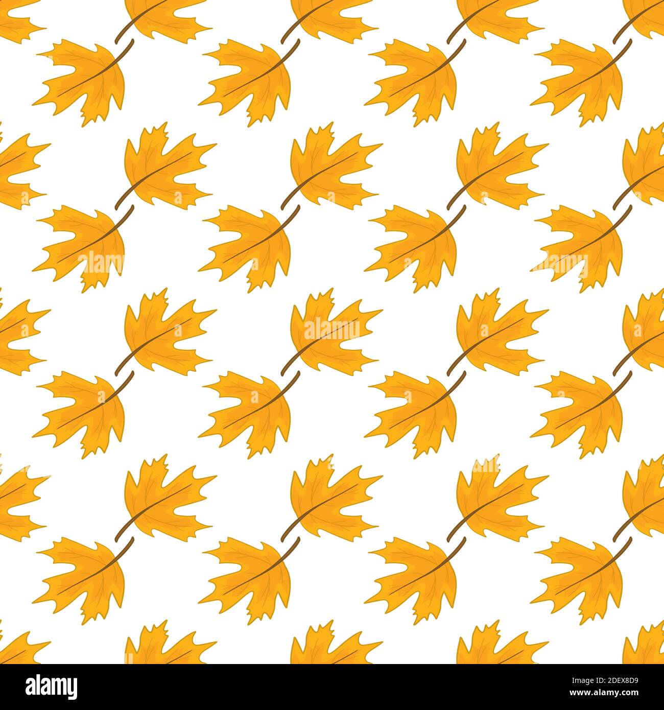 autumn pattern with fallen oak leaves and acorns on a white background Stock Vector
