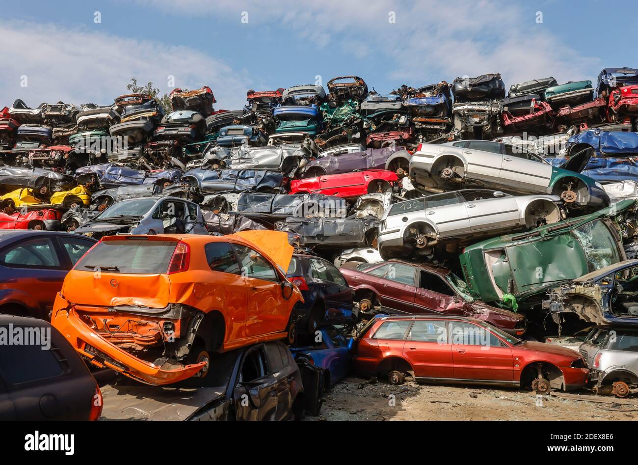 Bottrop, North Rhine-Westphalia, Germany - End-of-life vehicles on a scrap yard. Stock Photo