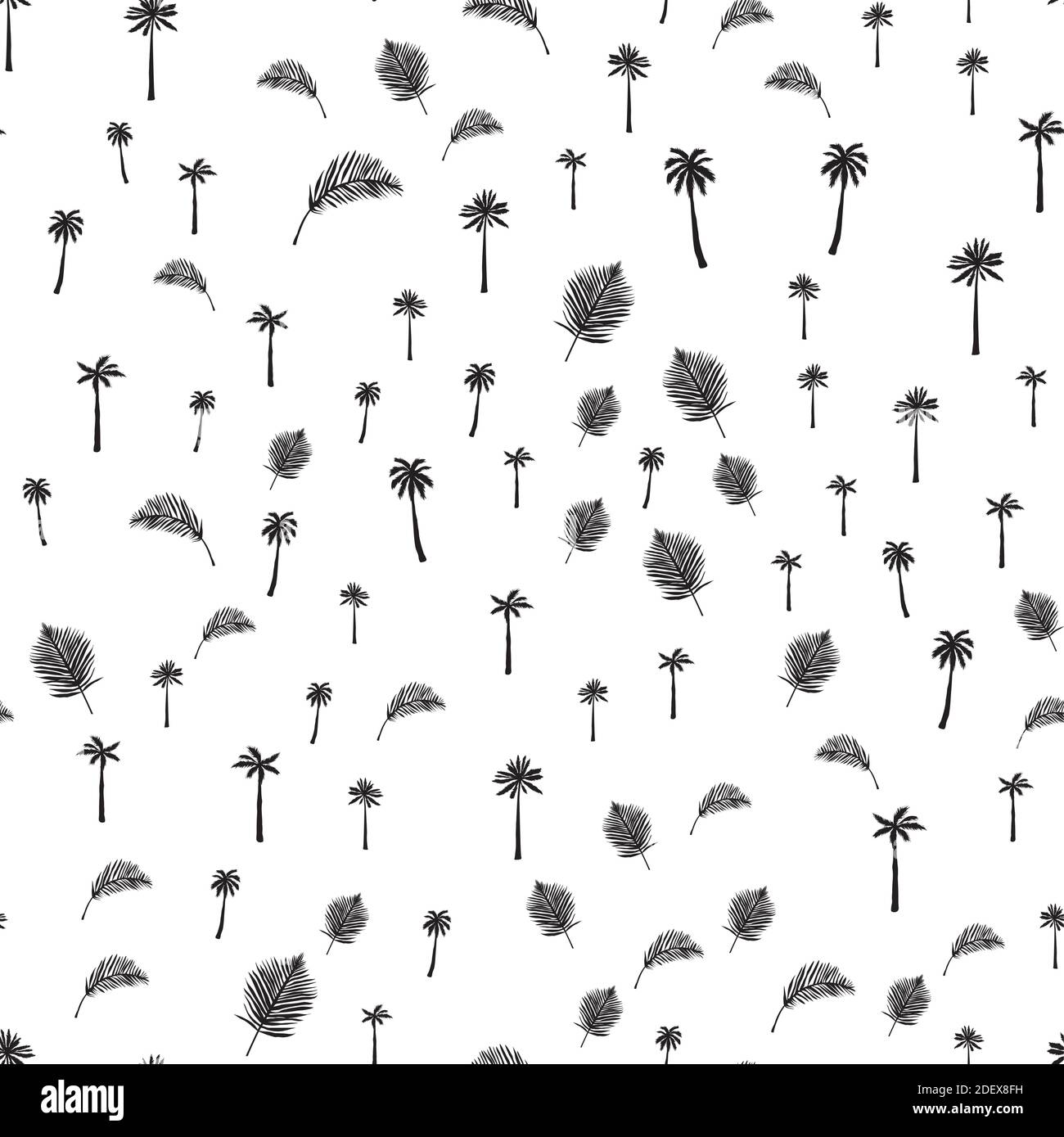 Palm trees. Seamless pattern. Vector illustration on a white background. Stock Vector