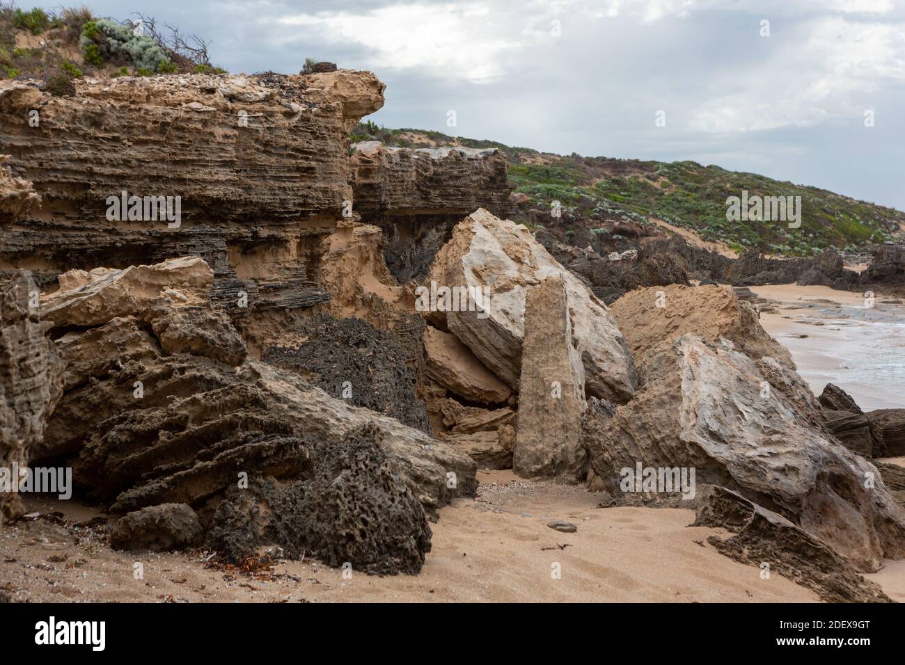 Rocks with severe erosion at Stony Point located in Robe South ...