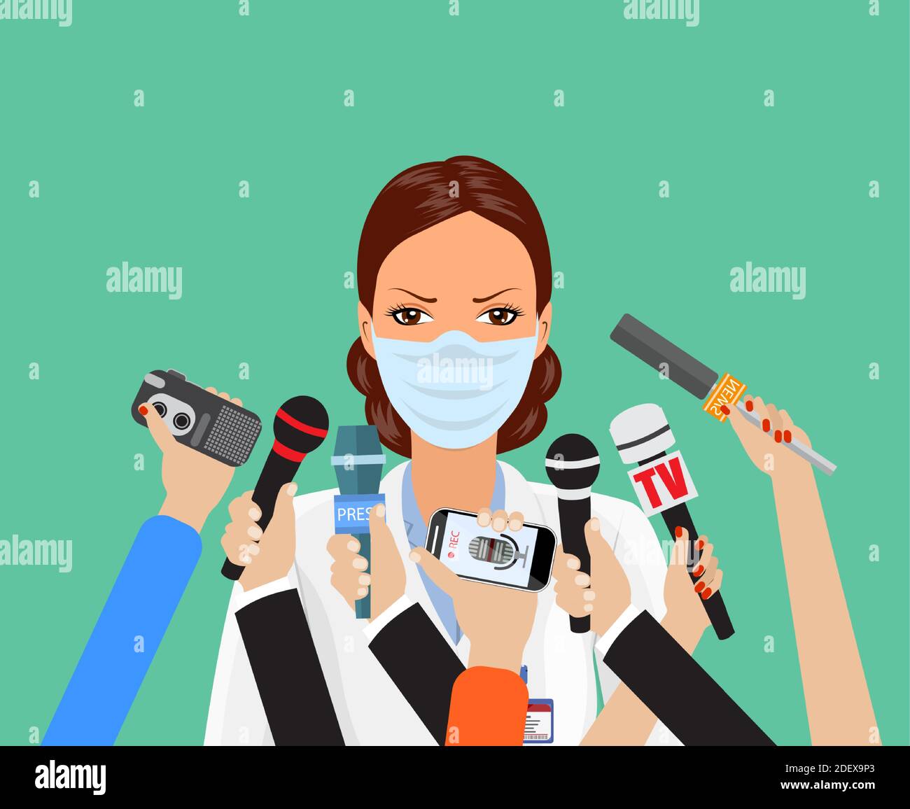 Press conference, world live tv news, interview Stock Vector Image ...