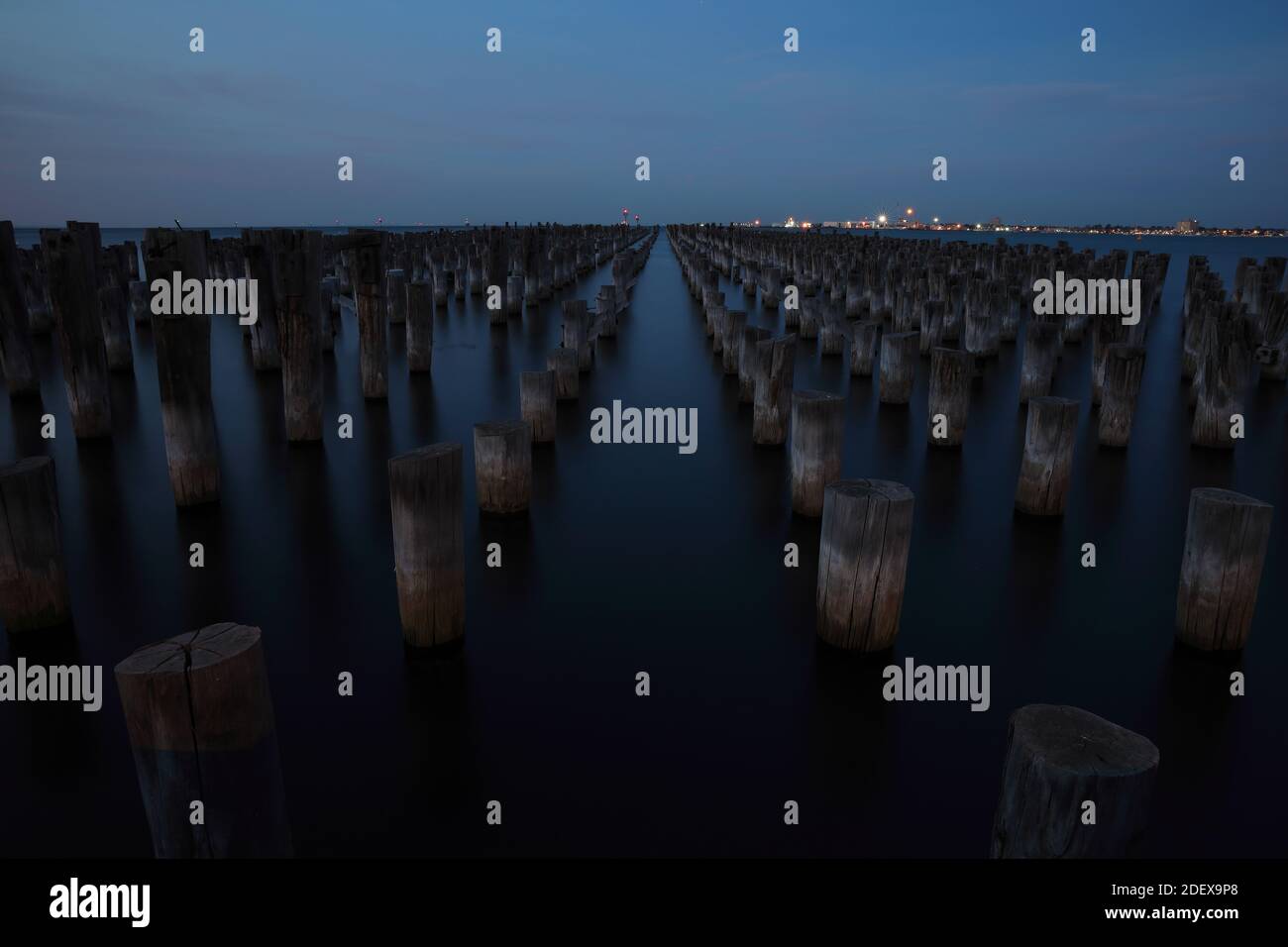 Princes Pier at Twilight. Port Melbourne, Australia Stock Photo