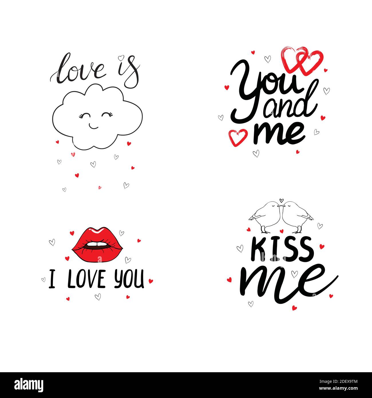 Set Of Hand Drawn Vector Lettering Quotes For Valentine S Day Happy