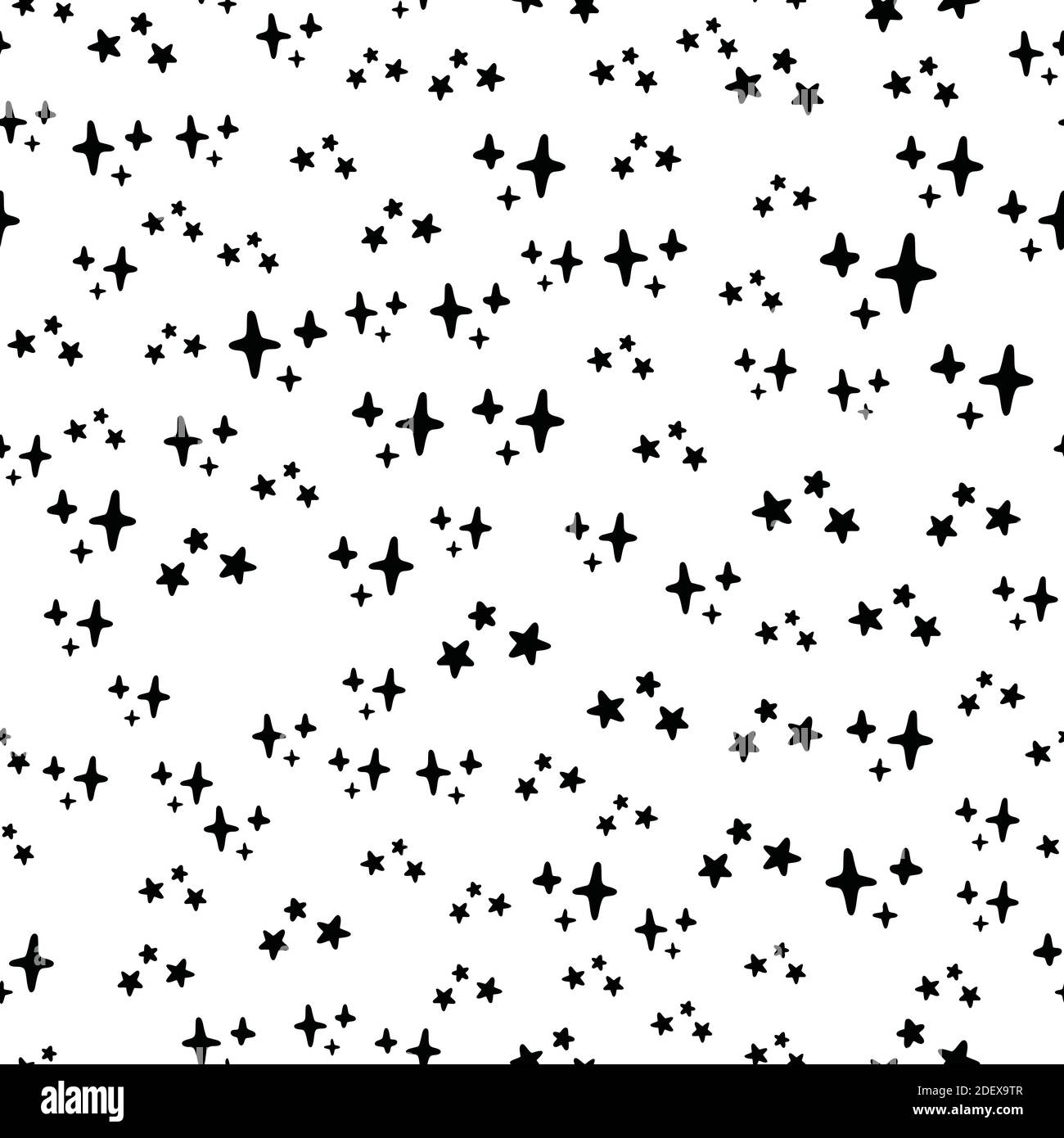 Seamless pattern with black stars on a white background. Vector illustration. Stock Vector
