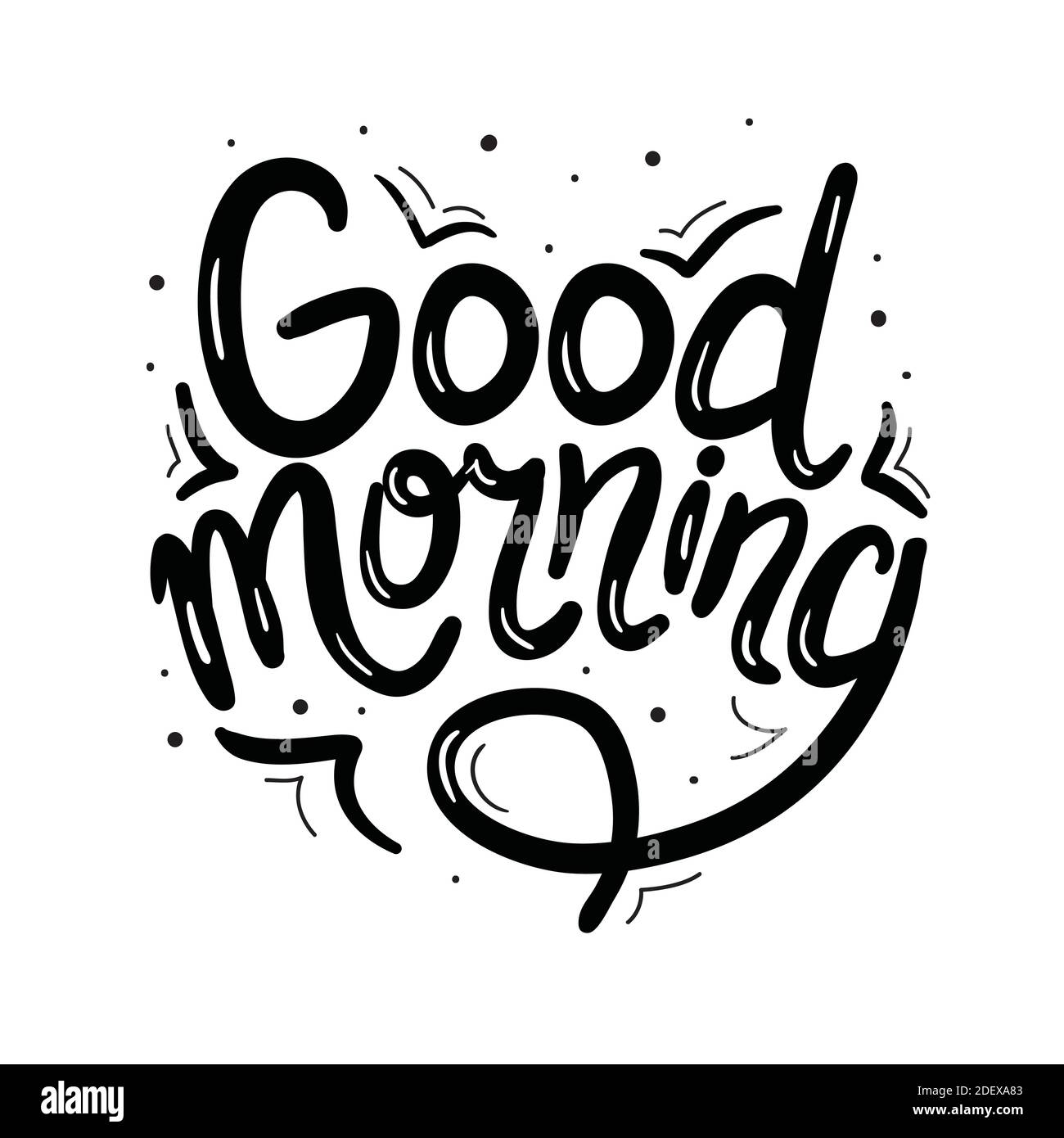 good morning, hand lettering text, handmade calligraphy, vector ...