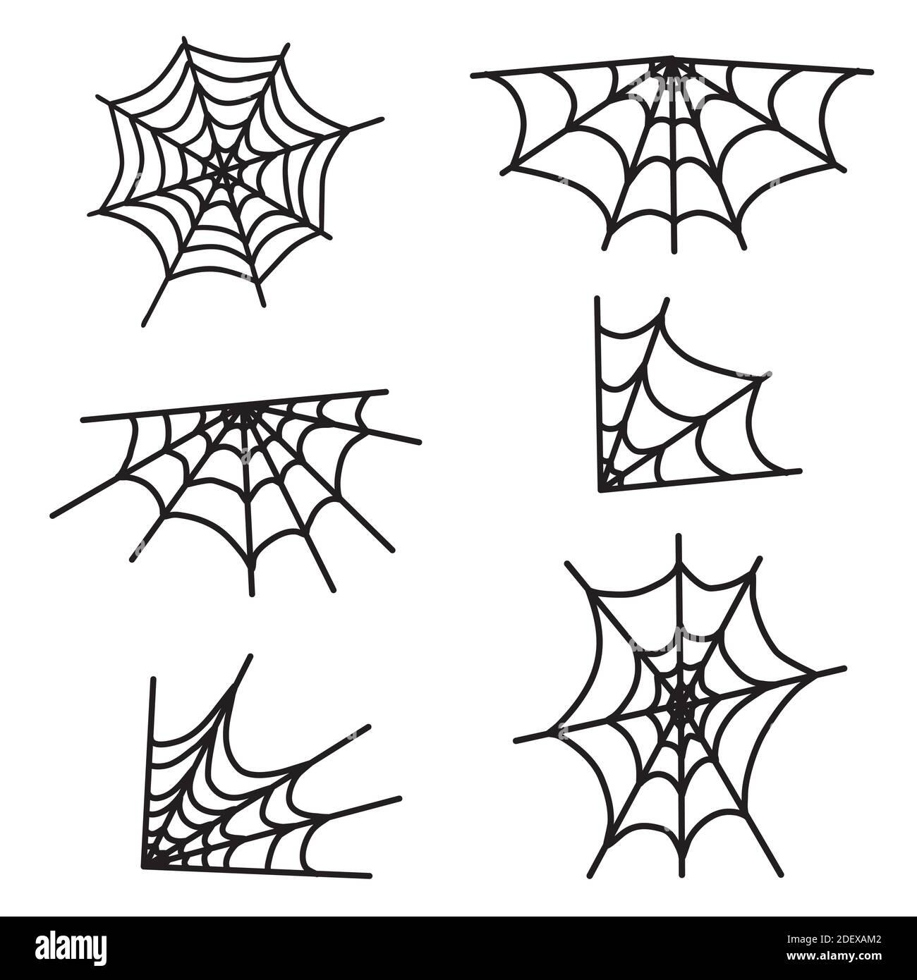 Halloween spider web isolated on white backgroun set. Vector illustration Stock Vector