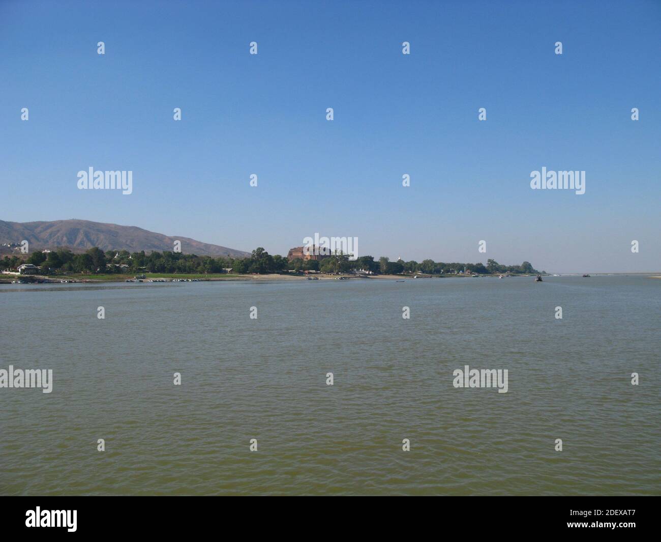 The panoramic view of Irrawaddy river, Myanmar Stock Photo