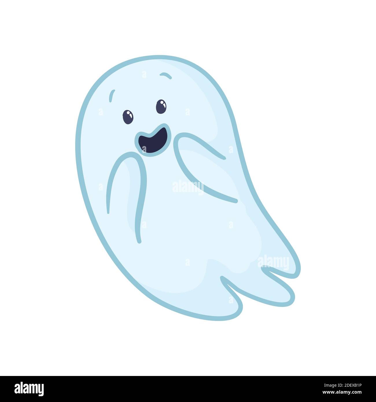 Halloween ghosts. Vector cartoon illustrations. Isolated objects on a white background. Hand-drawn style. Stock Vector