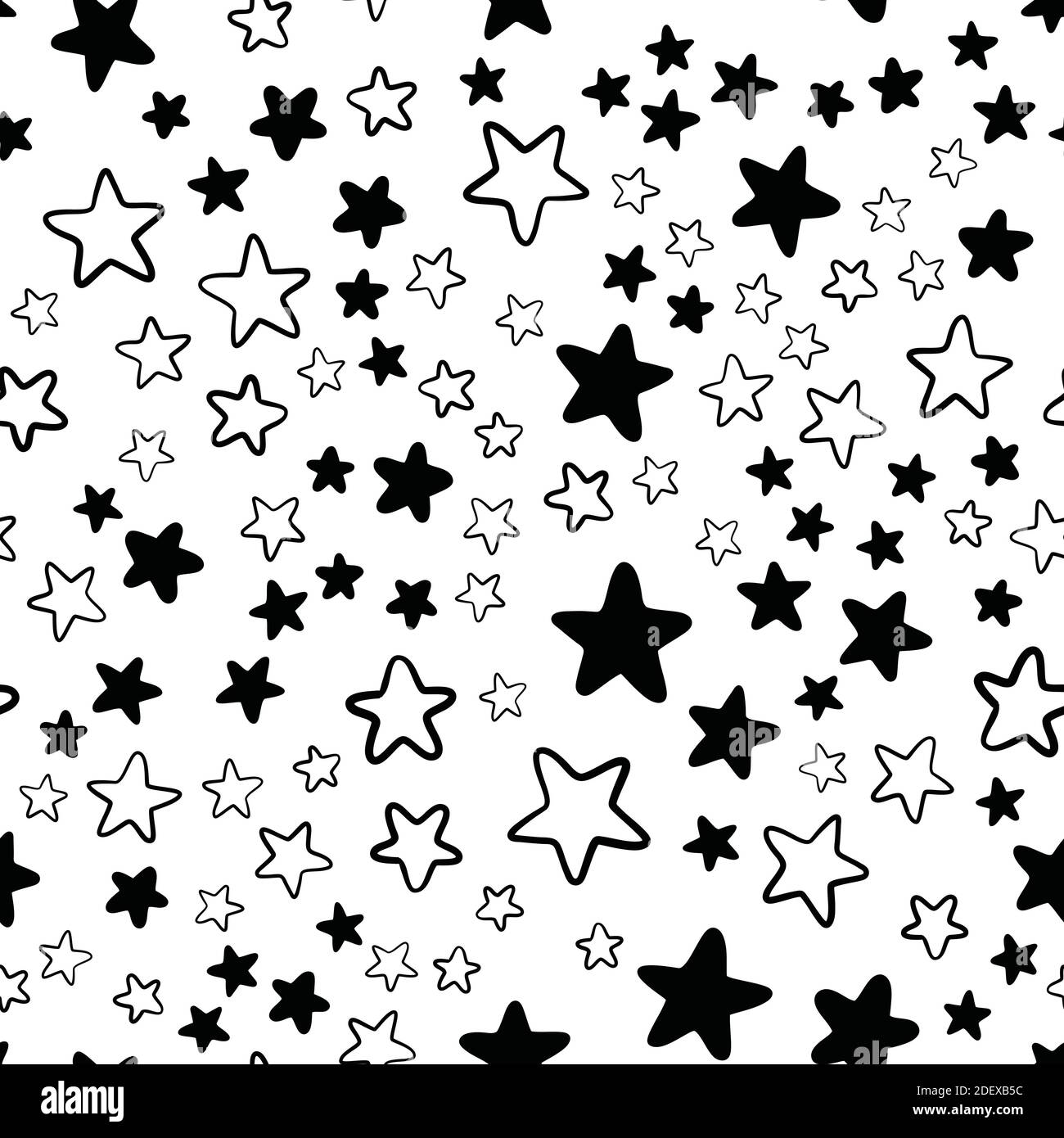 Seamless pattern with black stars on a white background. Vector ...