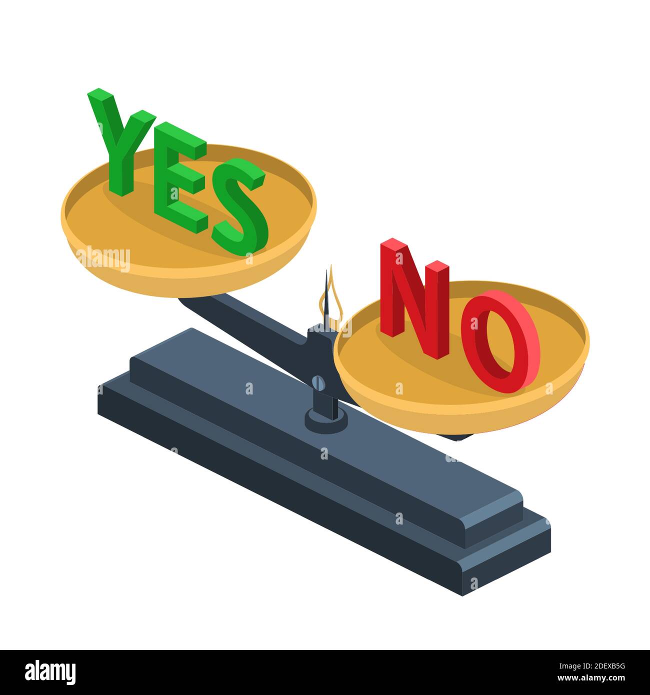 choice between red no or green yes text Stock Vector