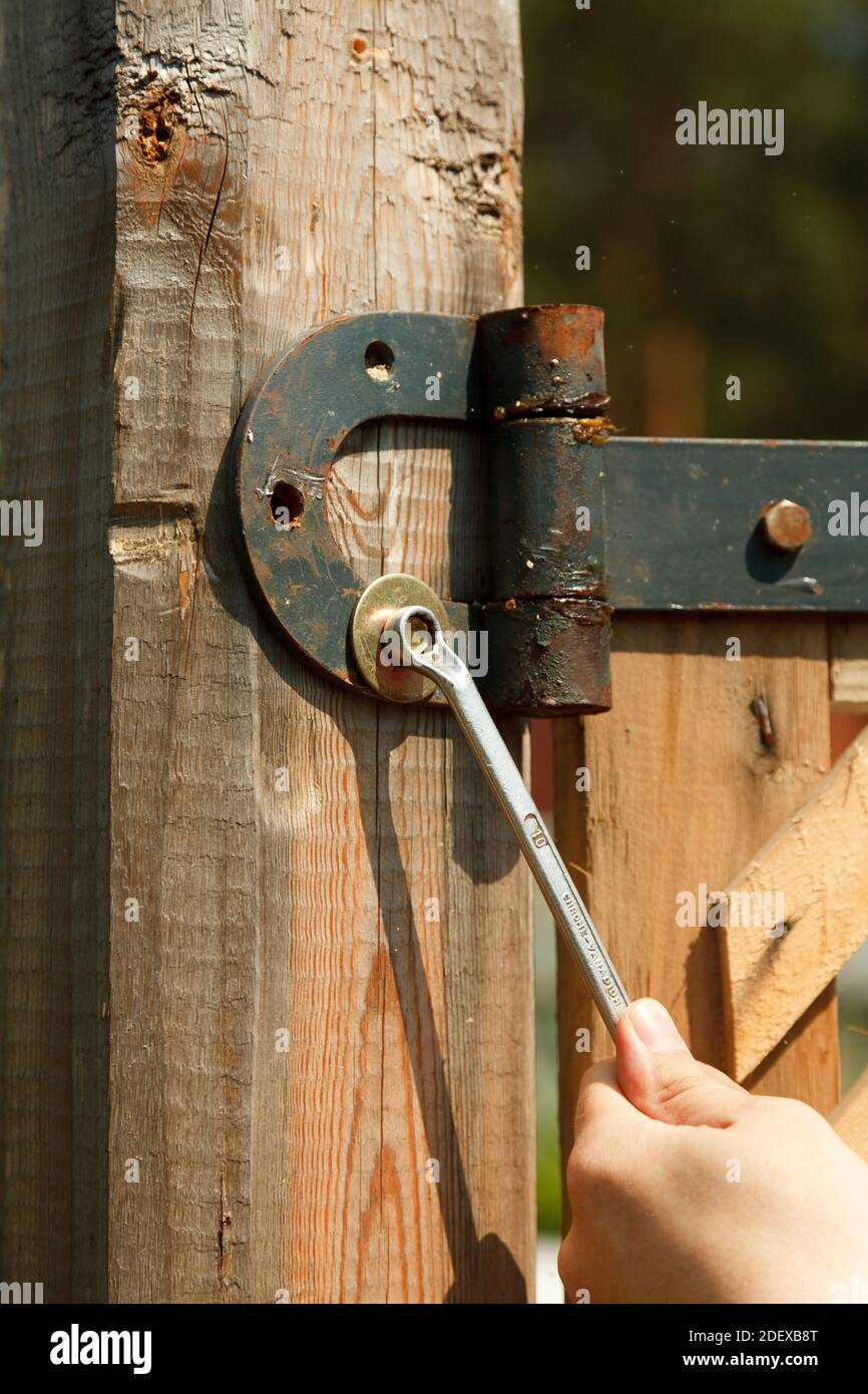 Tightening a Nut Using Stock Photo Alamy