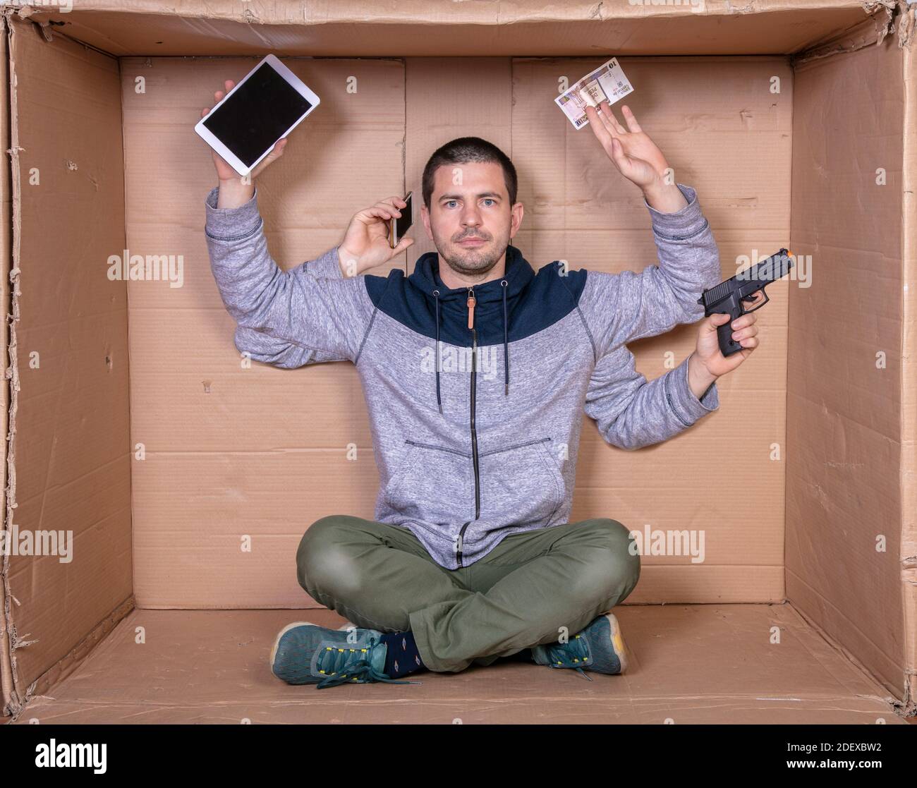 young man with some hands ready to work Stock Photo