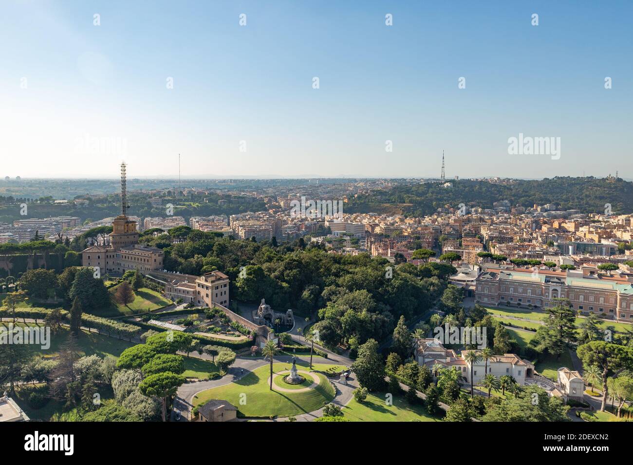 Landscape of Rome, Italy With Beautiful Park in Front Stock Photo