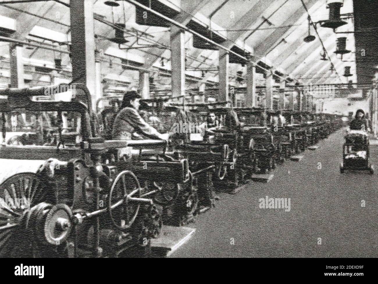 In the weaving shop of the Orsha flax spinning mill in Belarus in the