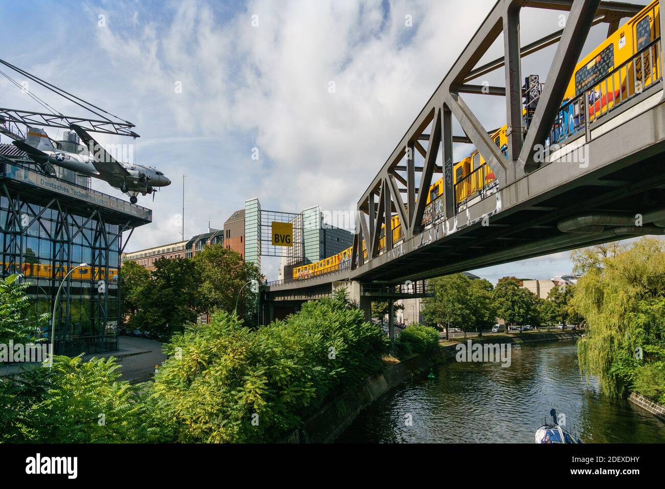 Berlin Germany Sep 04 Subway Appoaching The Headquarter Of The Public Transportation Agency In Berlin While Cars And A Ship Are In The Imag Stock Photo Alamy