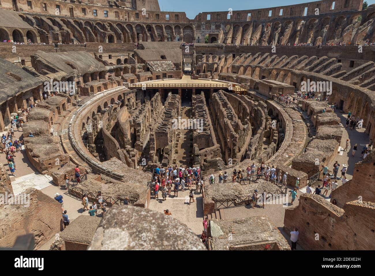 Roman Colosseum Interior in Summer, Rome, Italy Stock Photo