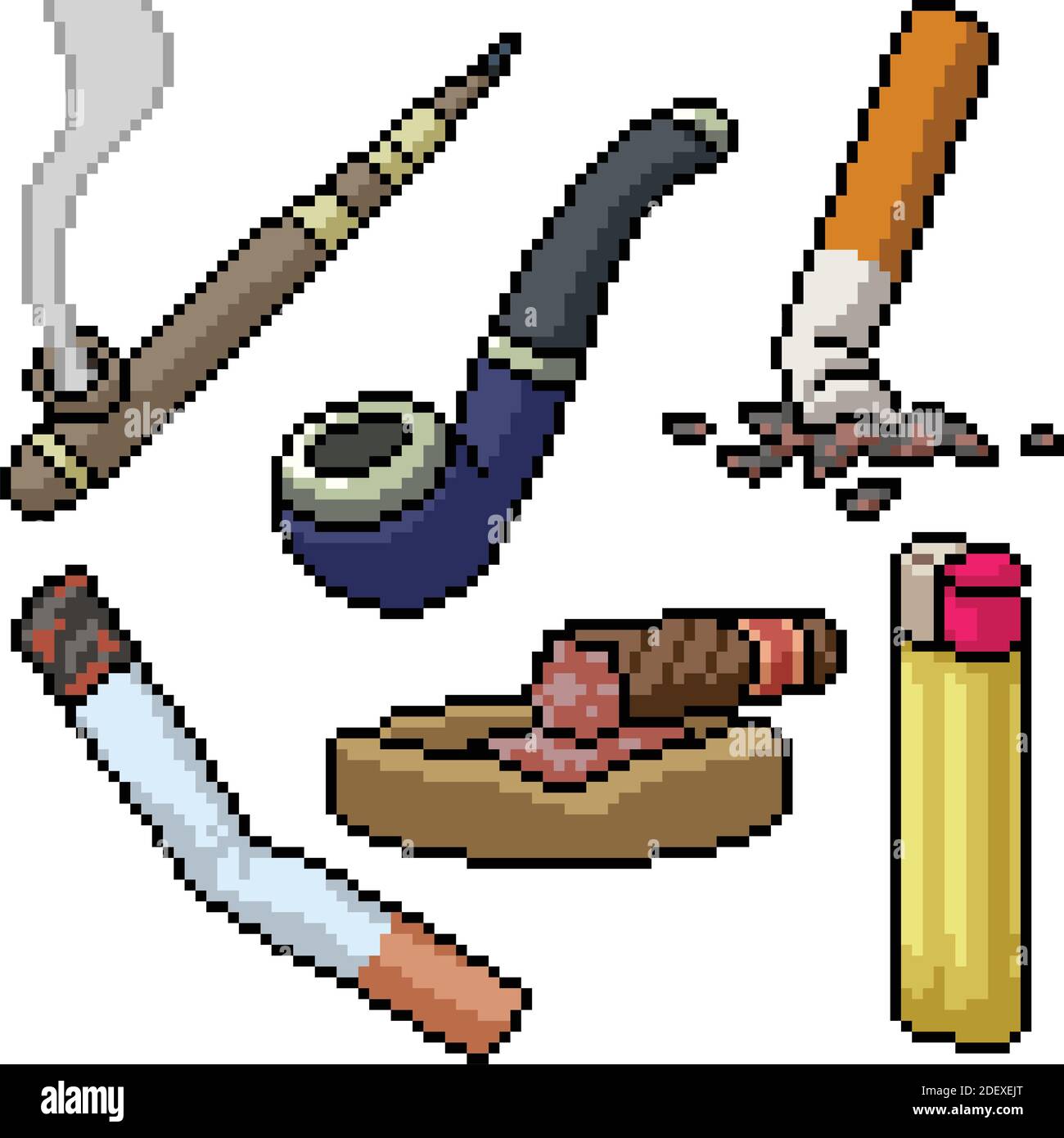 pixel art set isolated smoke pipe Stock Vector Image & Art - Alamy