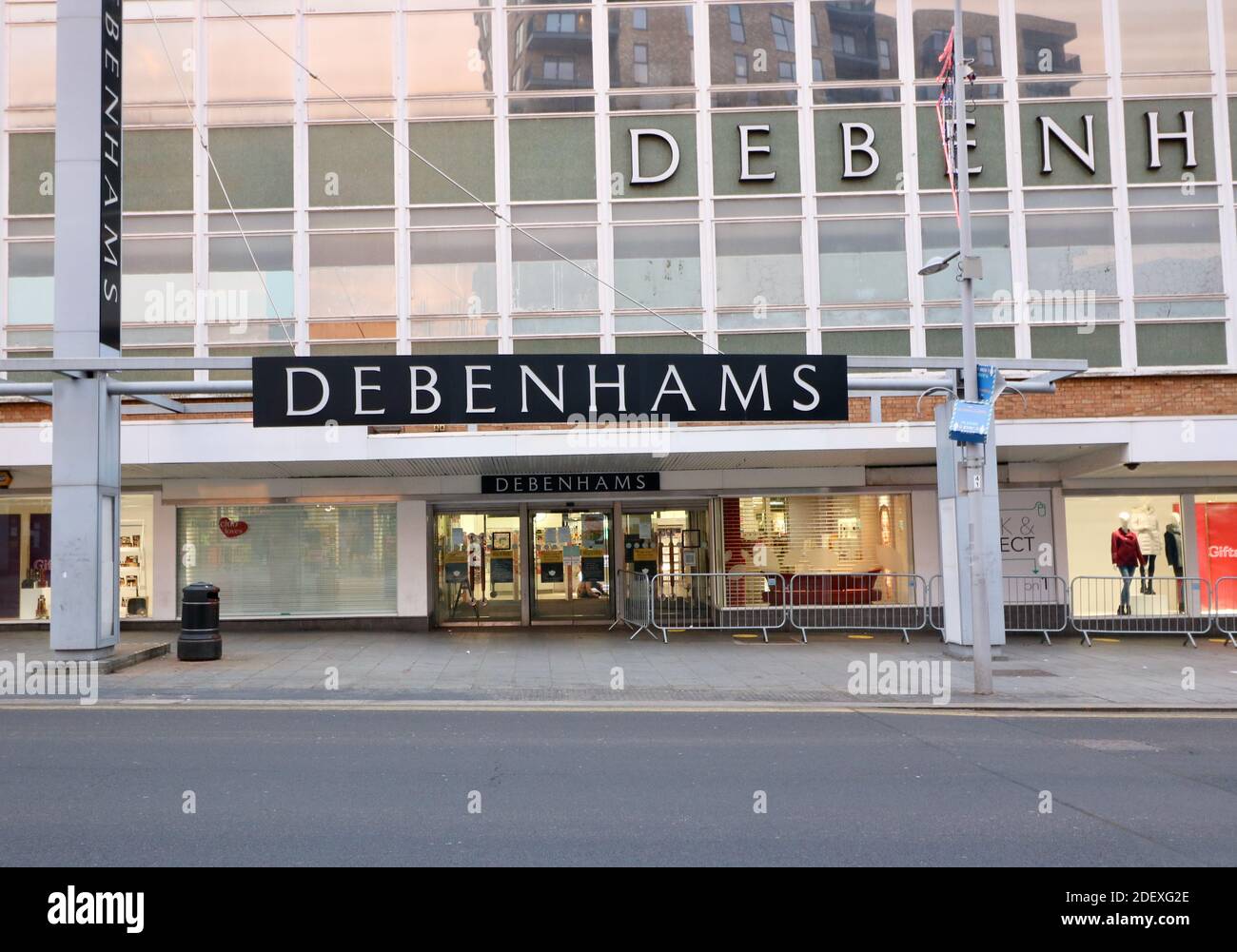 2 December 2020 - Harrow, UK: Facade of Debenhams on Wild Wednesday Stock Photo