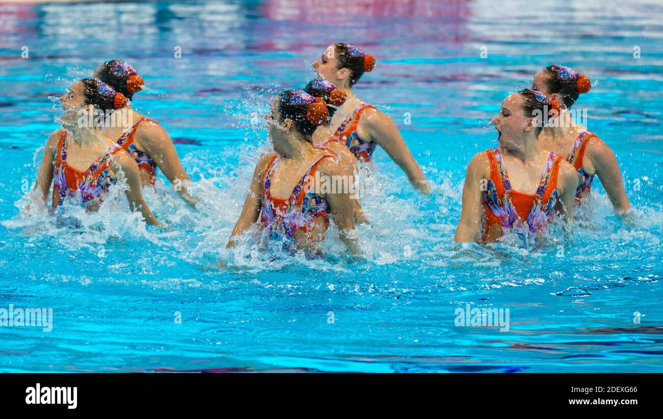 Team Spain perform their synchronised swimming (also artistic swimming
