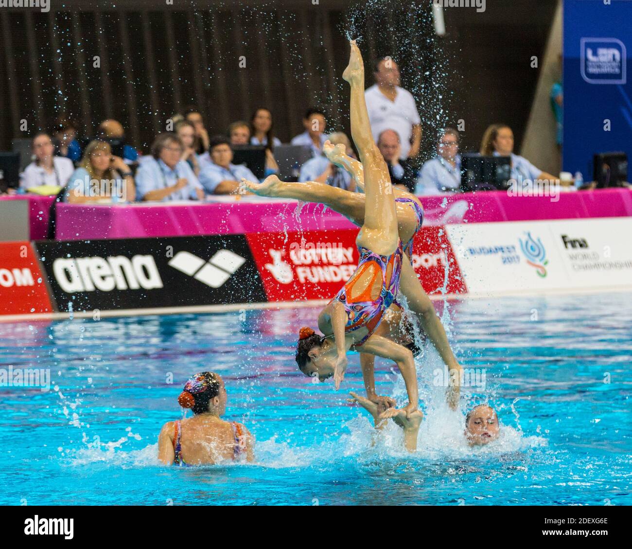 Team Spain perform their synchronised swimming (also artistic swimming