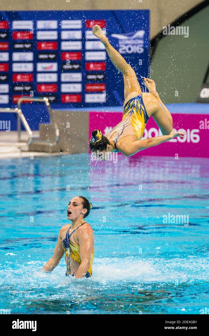 Team France perform their synchronised swimming (also artistic swimming