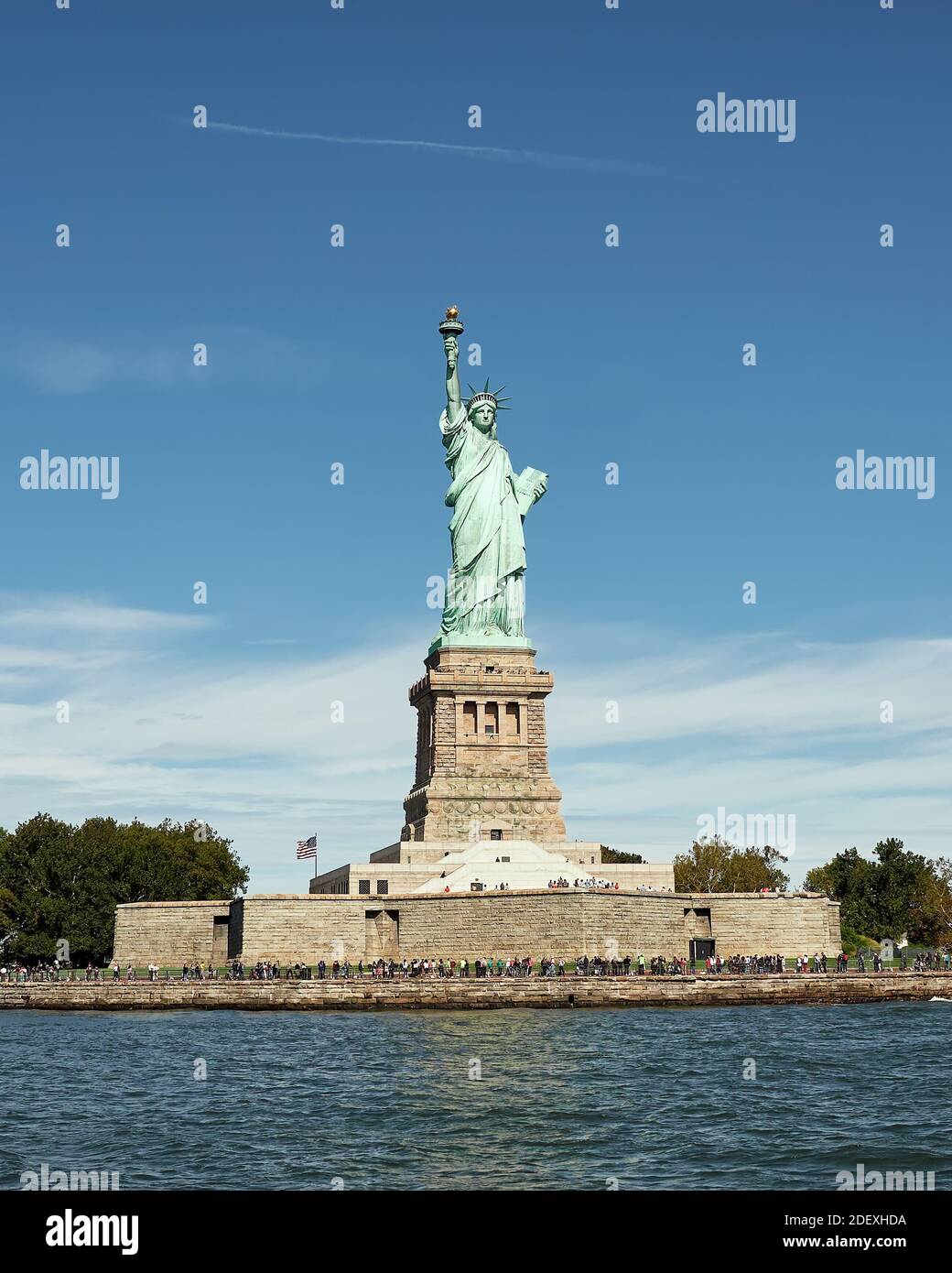 Beautiful view of Liberty Island in New York Bay, where you can see the