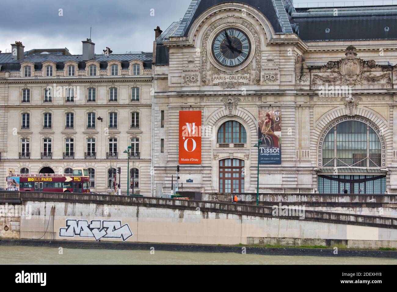 Facade of the Beaux Arts style Musee D'Orsay, formally the Gare D'Orsay, Paris, France Stock Photo