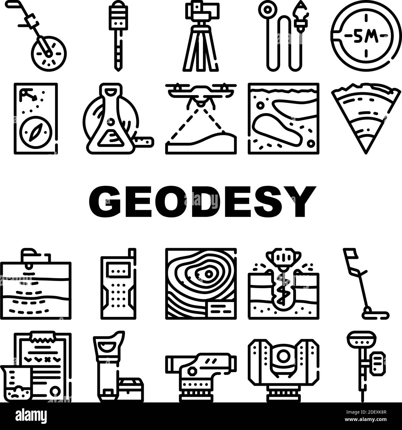 Geodesy Equipment Collection Icons Set Vector Illustration Stock Vector ...
